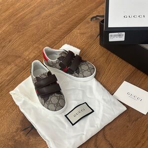Gucci Kids' Brown and Red Velcro Sneakers